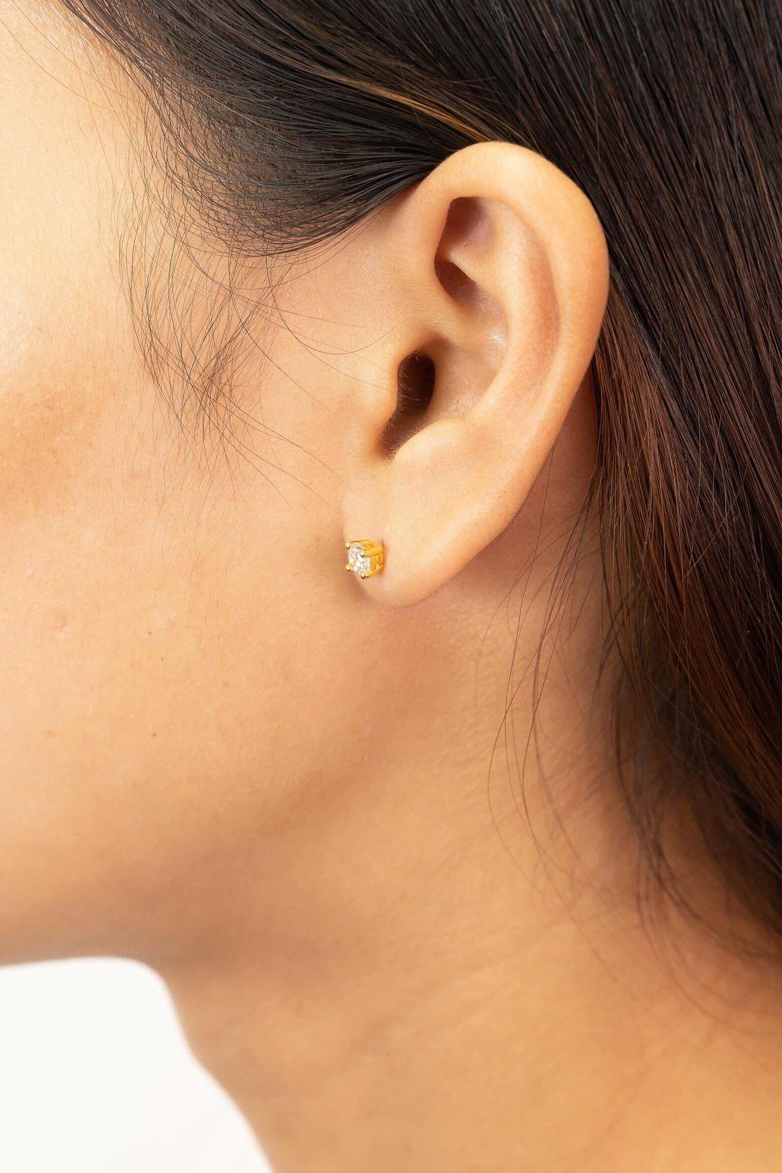 4mm Diamond Solitaire Stud Earrings, Diamond Bridal Earrings, Minimalist Classic Earrings, Wedding Earrings